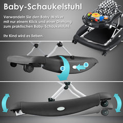 KIDIZ® 4in1 Baby walker - Loopstoel - Loopwagen - Opvouwbaar - Zwart