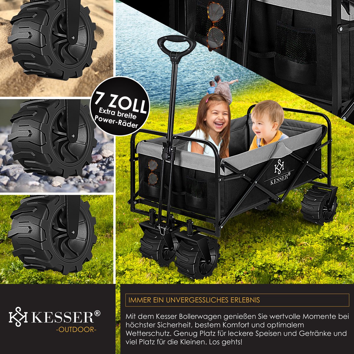 KESSER® Bolderkar - Opvouwbaar - Bolderwagen - Zwart