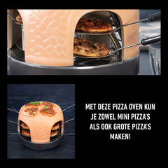 Gastronoma Pizza oven voor 8 personen - Inclusief bakspatels, bakplaat en pizzavorm -18310018 - Keramiek/Grijs •