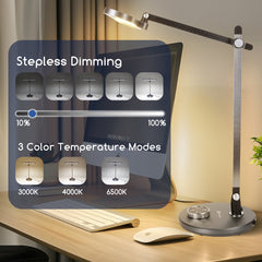 Aigostar Bureaulamp - LED Dimbaar - Verstelbaar - Zwart
