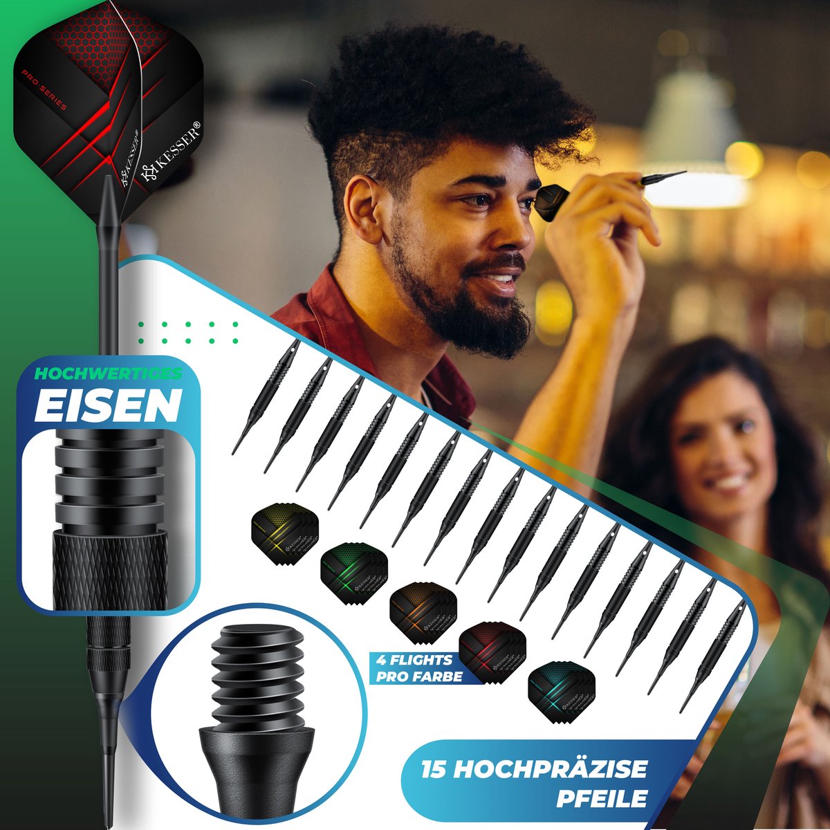 Elektrisch Dartbord - Met 15 darts - Klassiek met LCD - KESSER®