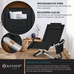 Ligbed - Ligstoel - Zonnebed - Relaxstoel - Zwart - KESSER®