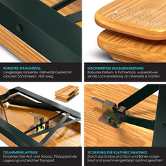 KESSER® 1x Biertafel met 2x banken opvouwbaar - biertafelset (220 x 50 x 77cm) 2x bierbanken 1x biertafel - 3-delige biertentset feesttent set inclusief 12 delige vloerbeschermer set - Bruin