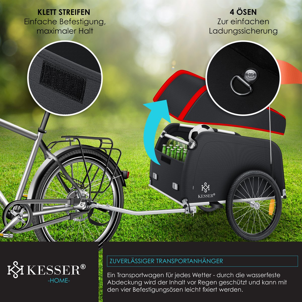 KESSER® Fietskar - Fietsaanhanger - Rood / Antraciet
