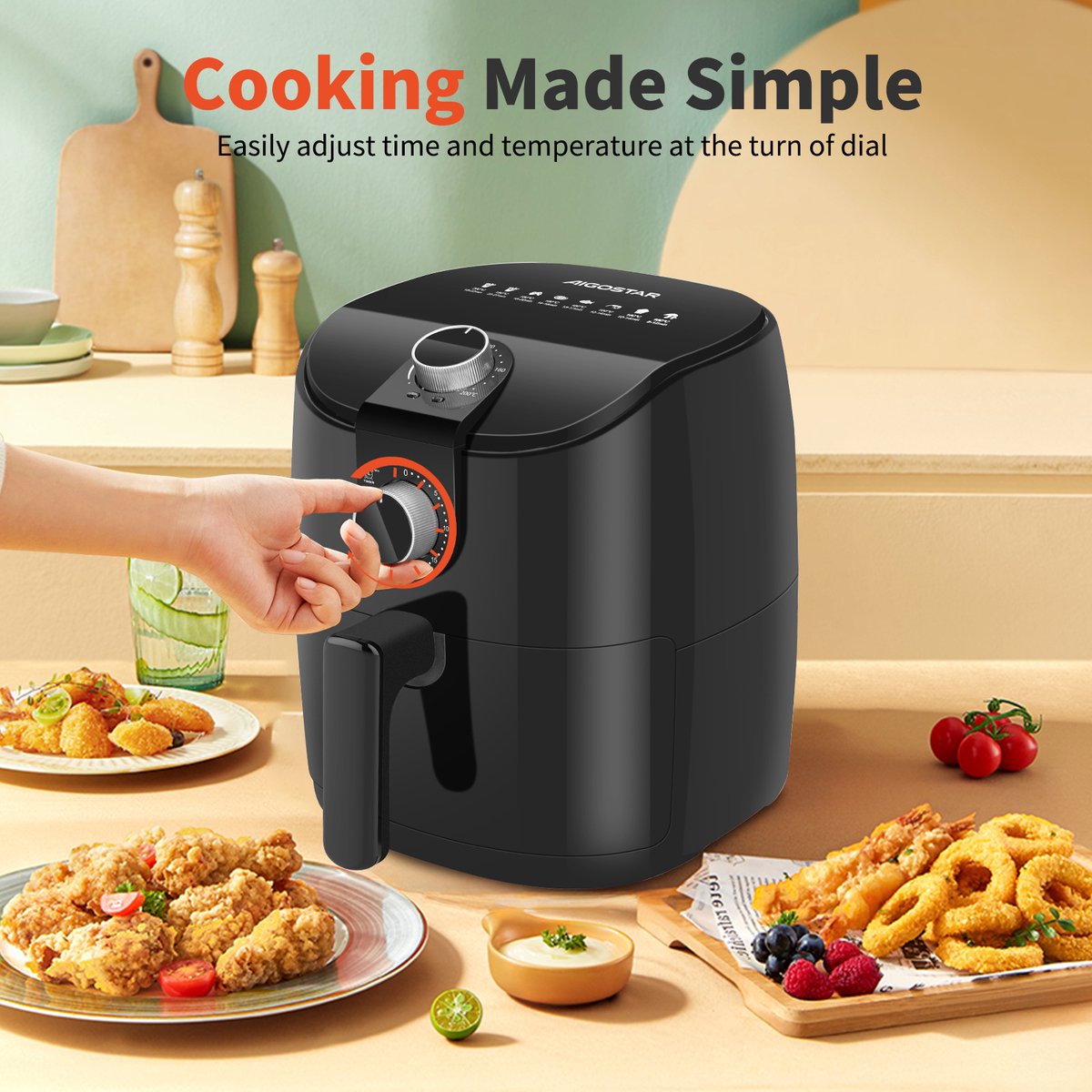 Aigostar Airfryer - Heteluchtfriteuse 4 liter - 1500W Zwart