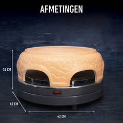 Gastronoma Pizza oven voor 6 personen - Inclusief bakspatels, bakplaat en pizzavorm - 18310017 - Keramiek/Grijs •