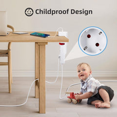 Stekkerdoos met USB - Verlengsnoer - Verlengkabel - 1,4M - Wit - Aigostar