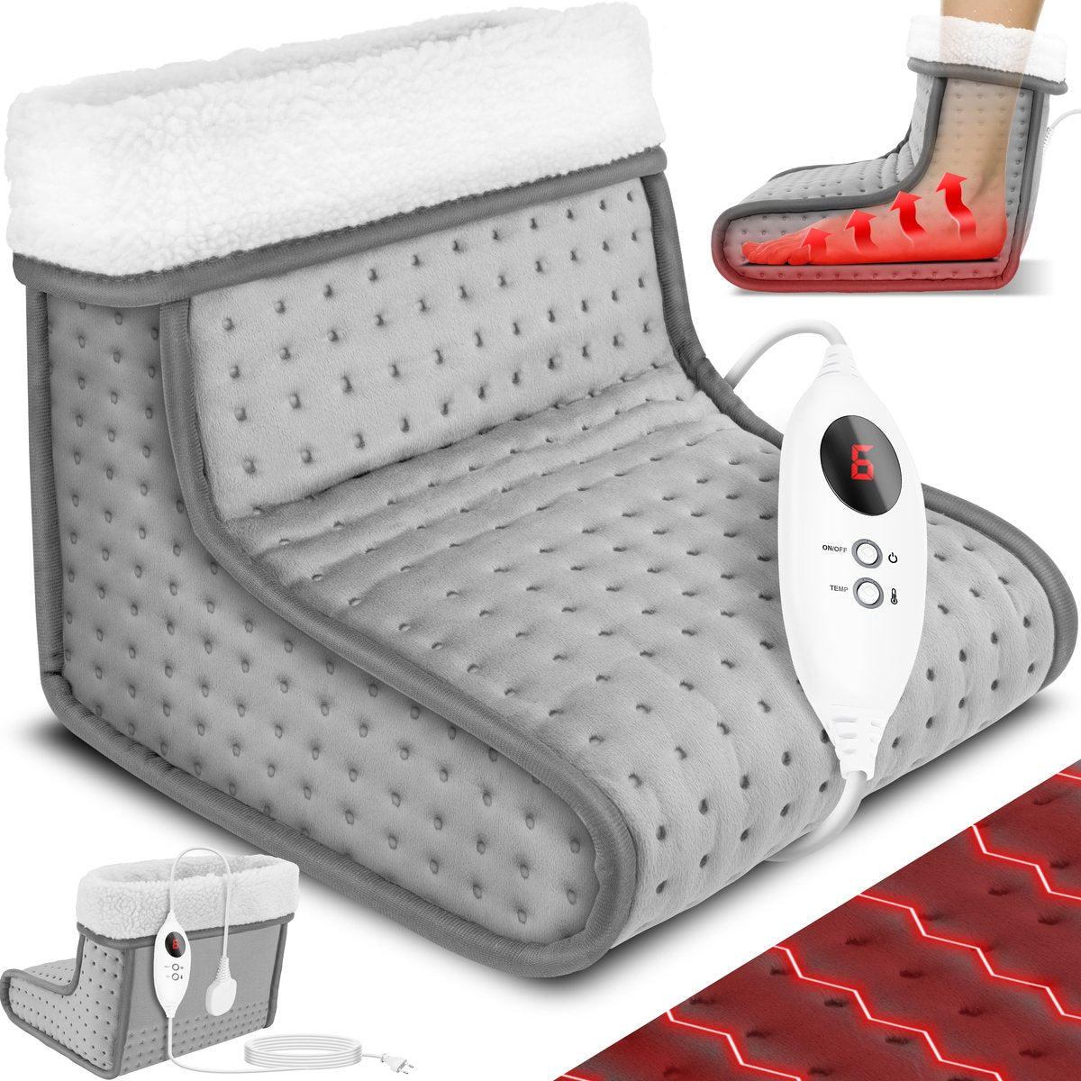 KESSER® Elektrische Voetenwarmer  - Wasbaar - Lichtgrijs