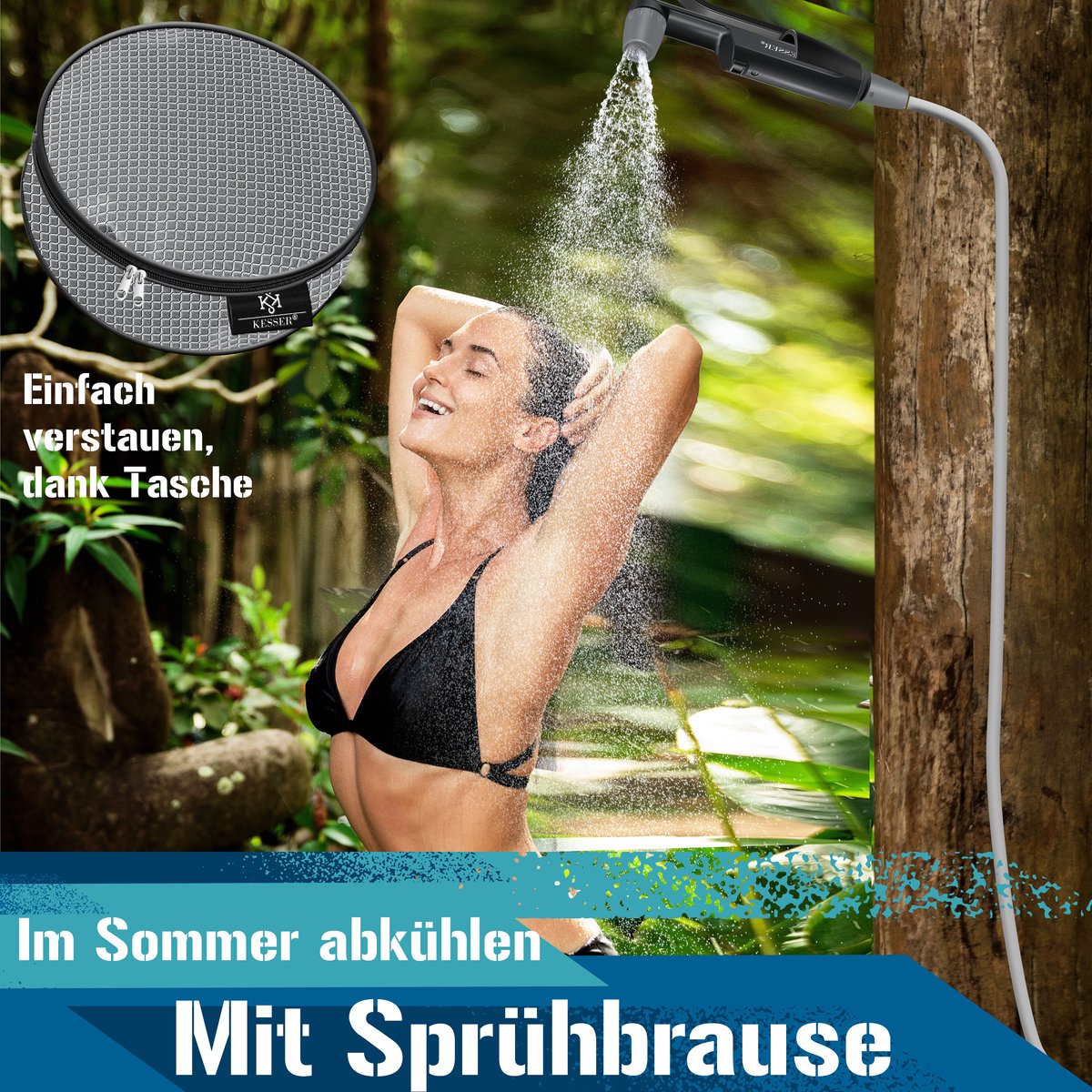 KESSER® Campingdouche - Tuindouche - Mobiele douche - Zwart