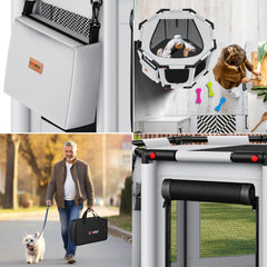 Puppyren - Hondenren- Dierenren - 62x112x112 cm - Grijs - LOVPET®