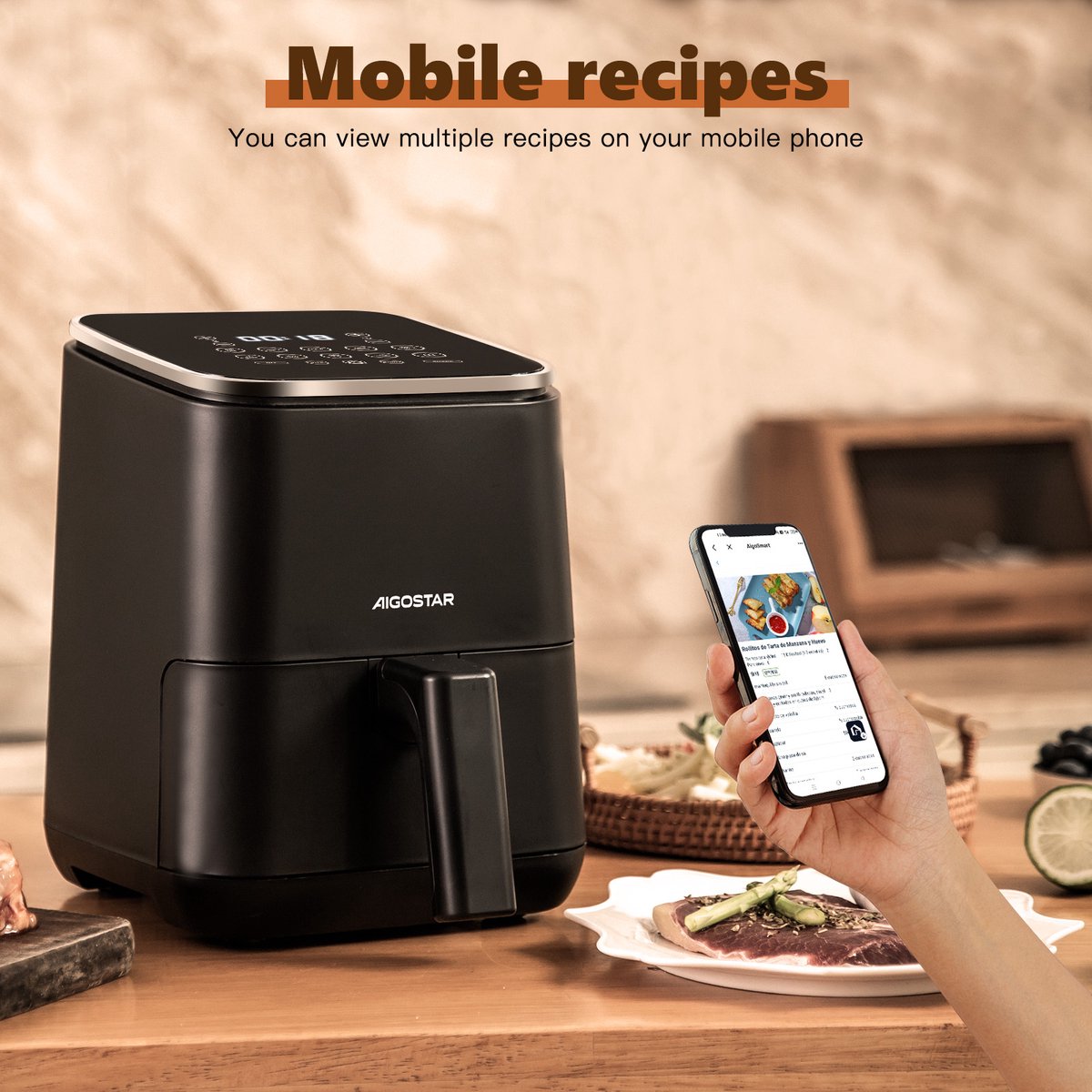 Aigostar Airfryer - Heteluchtfriteuse - 2L - 1200W - Zwart •