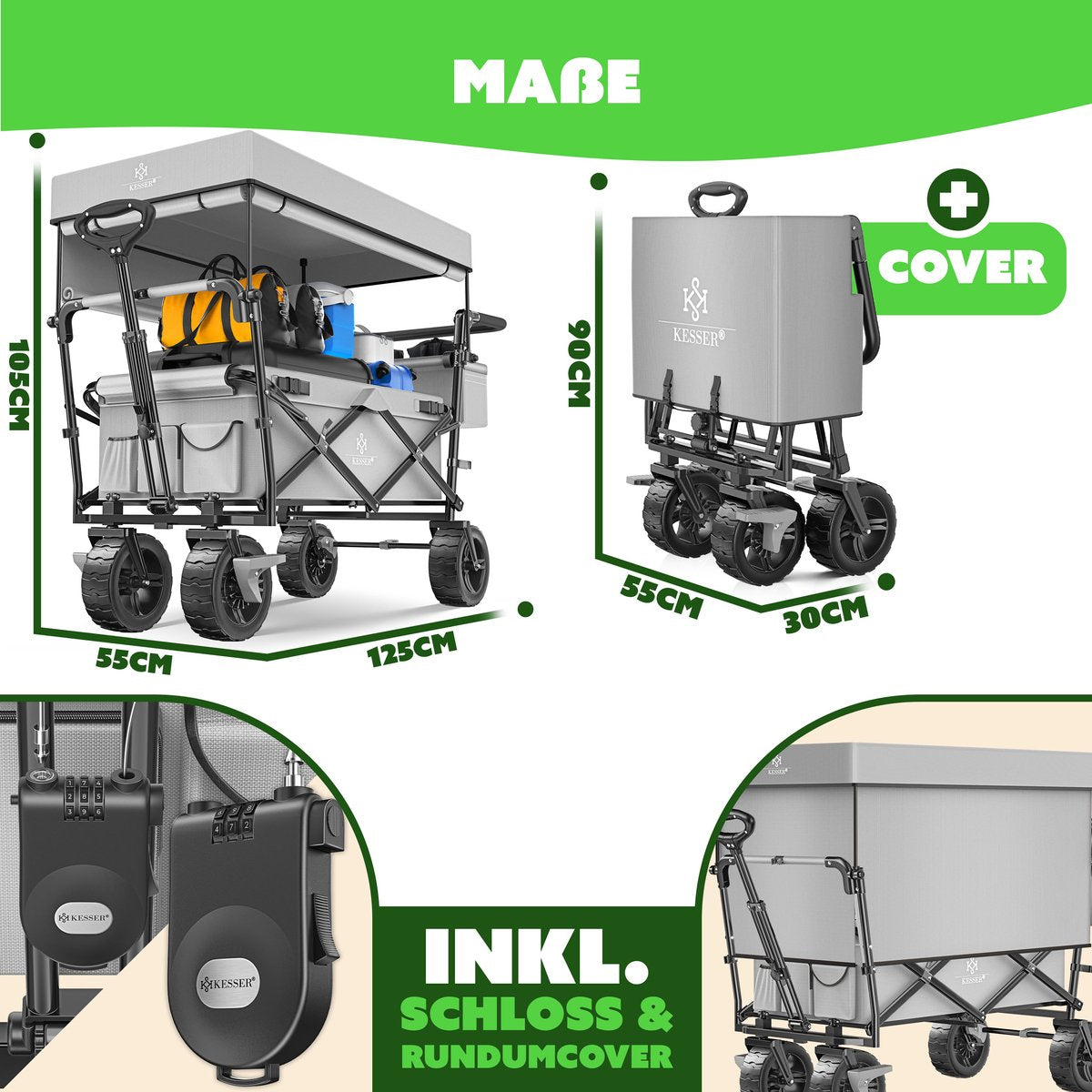 KESSER® Bolderkar - Opvouwbaar - Bolderwagen - Grijs
