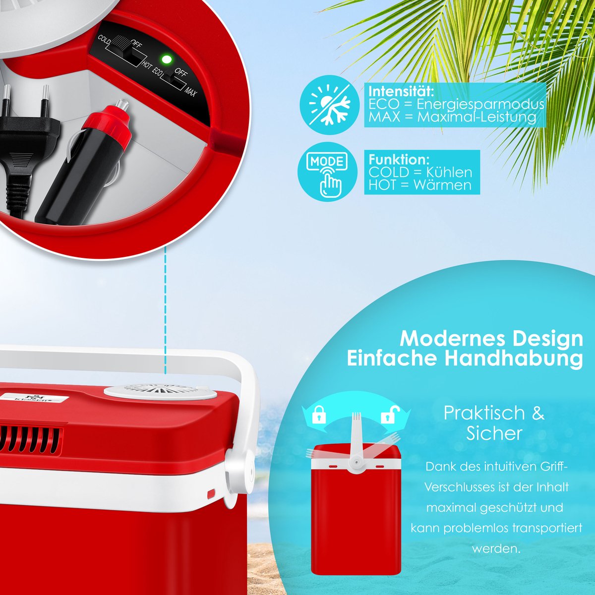 Koelbox Elektrisch – 12V en 230 volt - Coolbox - Frigobox - 32L – Rood