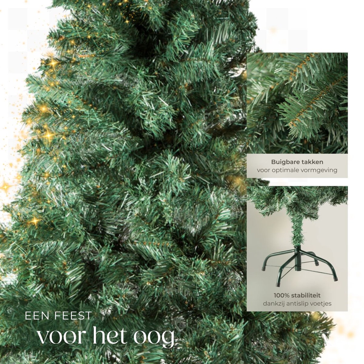tectake® Kunstkerstboom - Levensecht met flexibele takken - Volumineus - Stabiel en eenvoudig te monteren - Kunstkerstboom als kerstversiering - 180cm - 533 takken - Groen