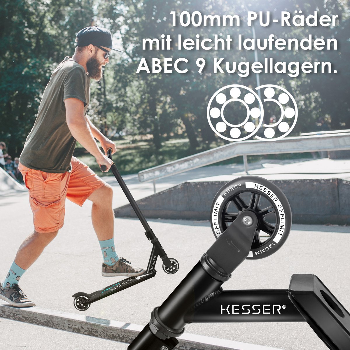 KESSER® Stuntstep voor Volwassenen en Kinderen - Kinderstep - Zwart