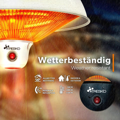 Infrarood Verwarming - Terrasverwarmer - Elektrisch - Heater - Wit - TRESKO®