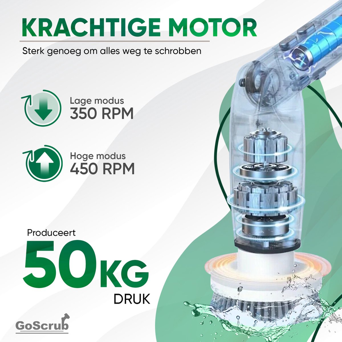 Elektrische Schoonmaakborstel – Elektrische Schrobber - Schrobborstel – Wit - V1 - GoScrub®