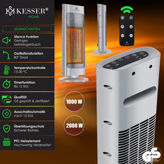 KESSER® Ventilatorkachel 2000W - Terrasverwarmer - Keramische Kachel - Grijs