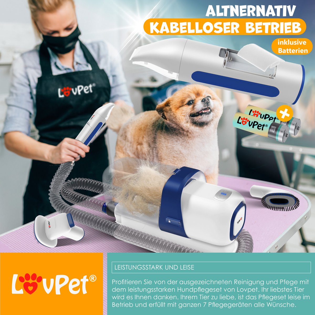 LOVPET® Hondentondeuse - Tondeuse voor dikke vacht  - Wit / Blauw
