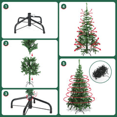 Kerstboom met verlichting - Kunstkerstboom - 210 cm - Met standaard - Aigostar