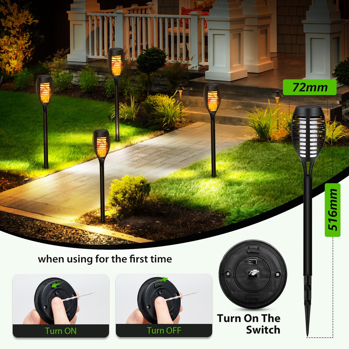 Aigostar Solar Tuinverlichting op Zonneenergie - Buitenverlichting - IP44 - LED