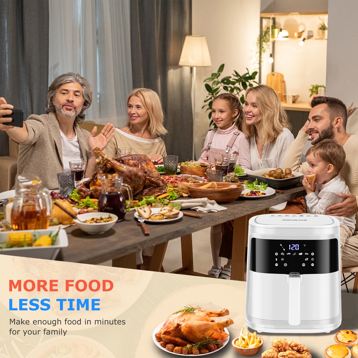 Aigostar Airfryer XXL - Heteluchtfriteuse - 7L - 1900W - Wit