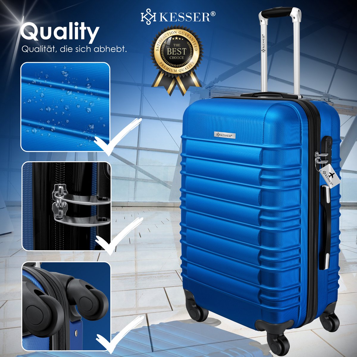 KESSER® Reiskofferset - 4-delig - ABS- Kofferset - Blauw