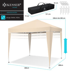 Partytent - opvouwbaar - 3x3 - Paviljoen - Beige - KESSER®