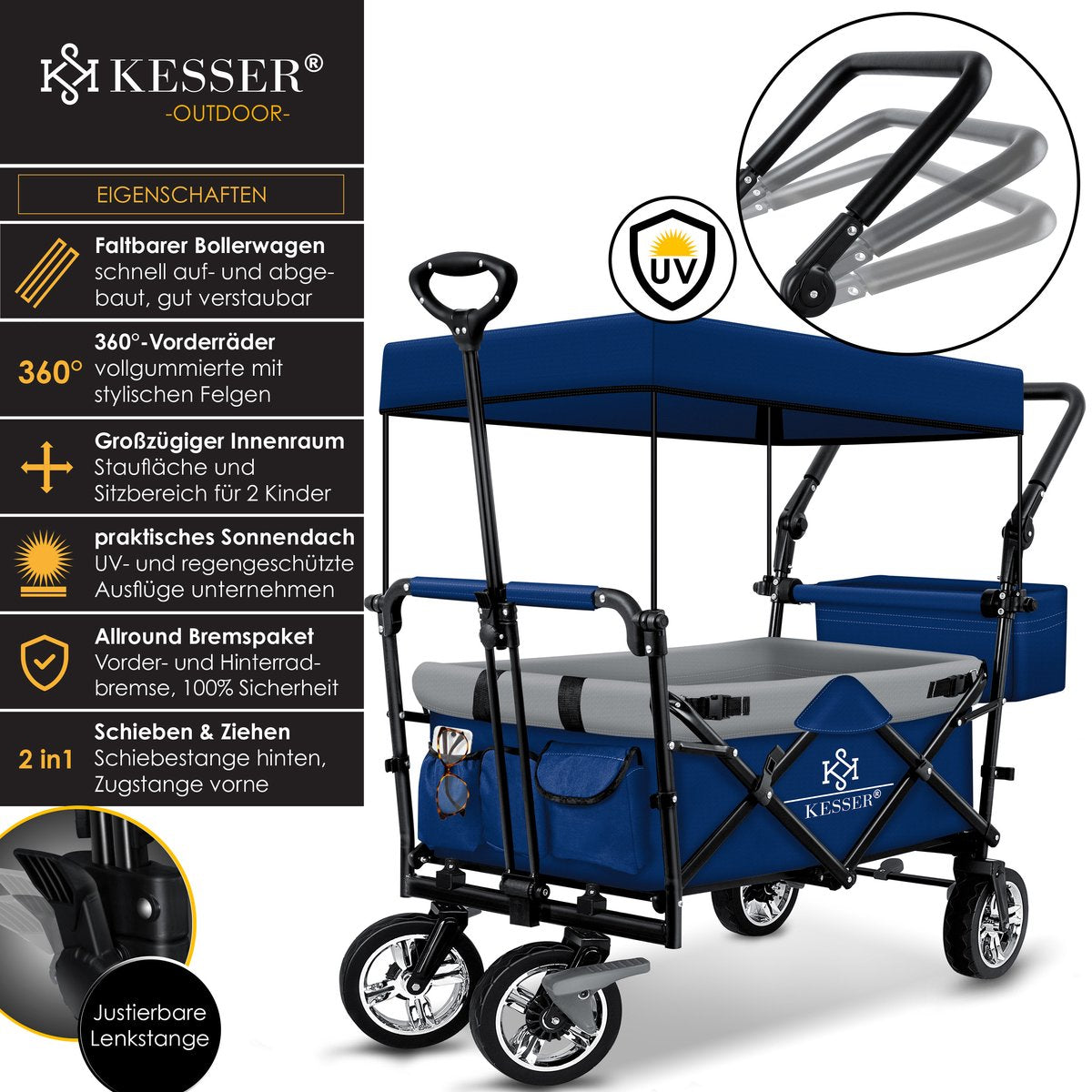 KESSER® Bolderkar - Opvouwbaar - Bolderwagen - Blauw •