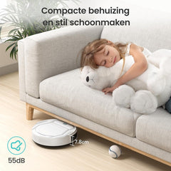 Lefant® Robotstofzuiger M210 - Met Laadstation - Voice Control - Geavanceerde 6D Botsingssensor - Geschikt Voor Tapijt - Bediening Via App - ‎4 Reinigingsmodus - Wit