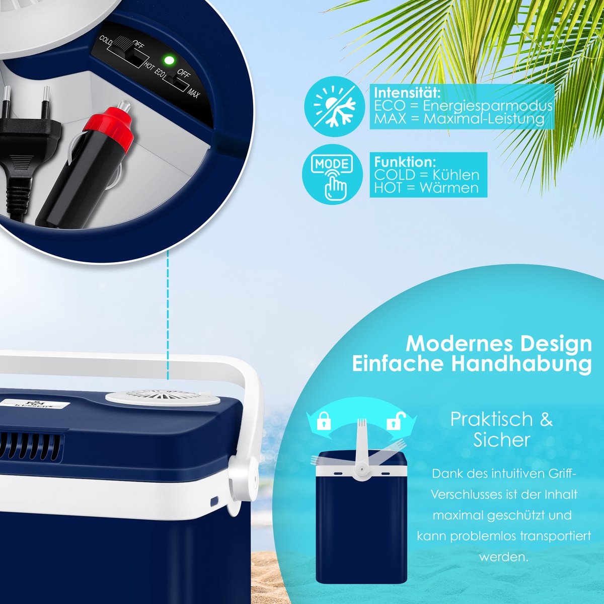KESSER® Thermo-Elektrische Koelbox – 32L – 12V/230V – Marineblauw •