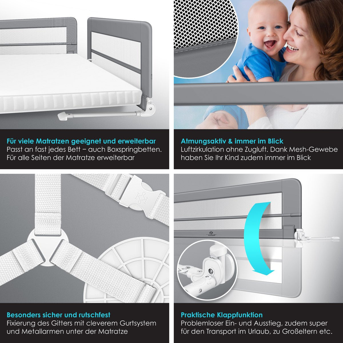 KESSER® Bedhekje - Kinderbedhek - Babybedhek - 150cm - Lichtgrijs