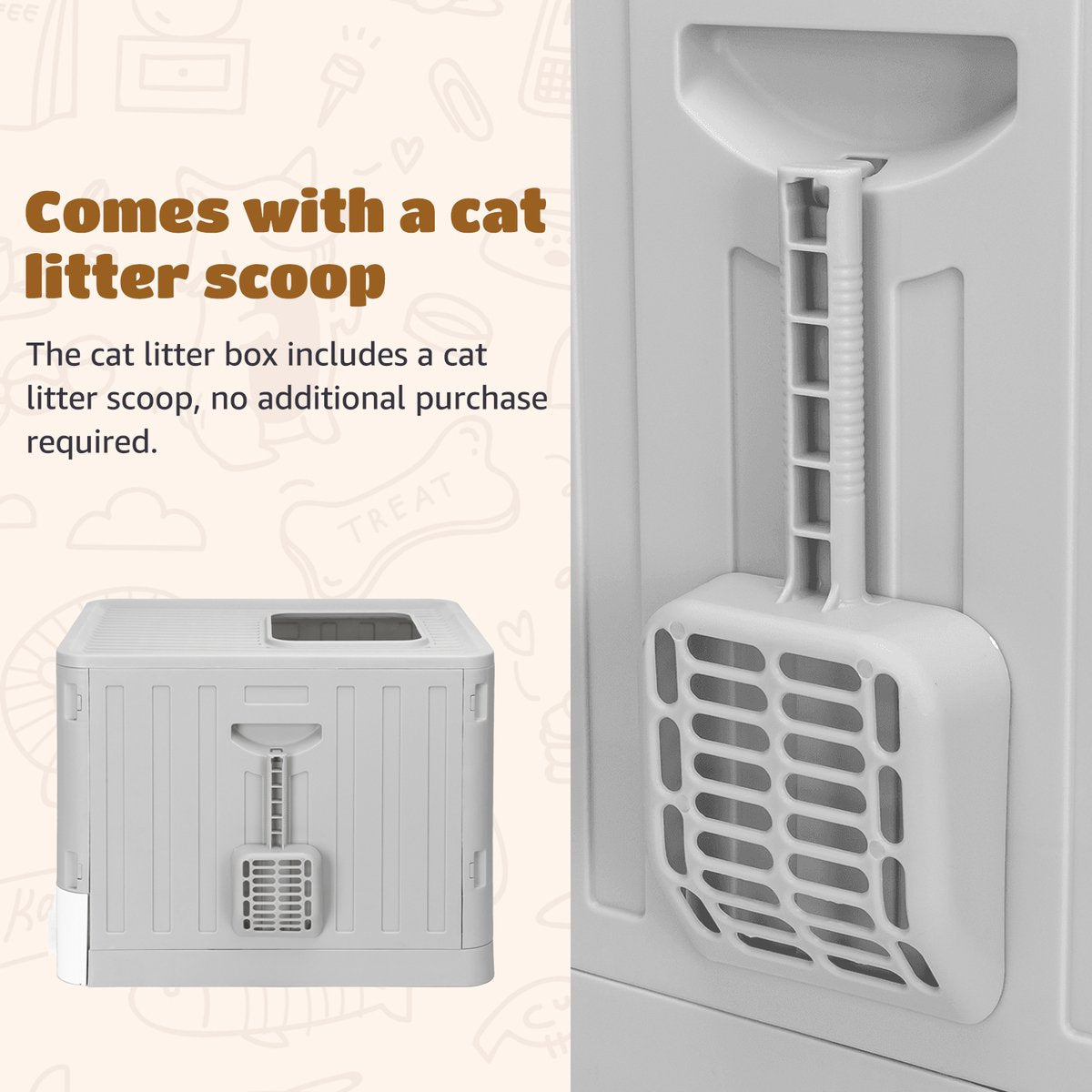 Nobleza Kattenbak met lade - Kattentoilet - 48x38x38cm - Grijs •