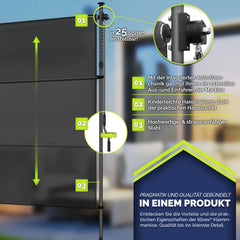 Klemluifel - Balkon luifel - Verticale luifel - 200x310 cm - Antraciet - Tillvex®
