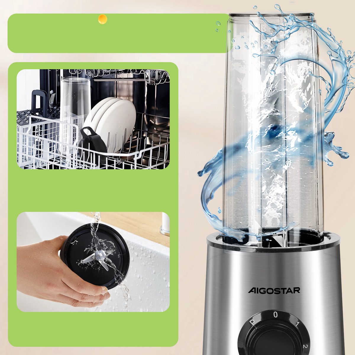 Aigostar Blender - Smoothie Maker - 2 Drinkbekers - 800ml