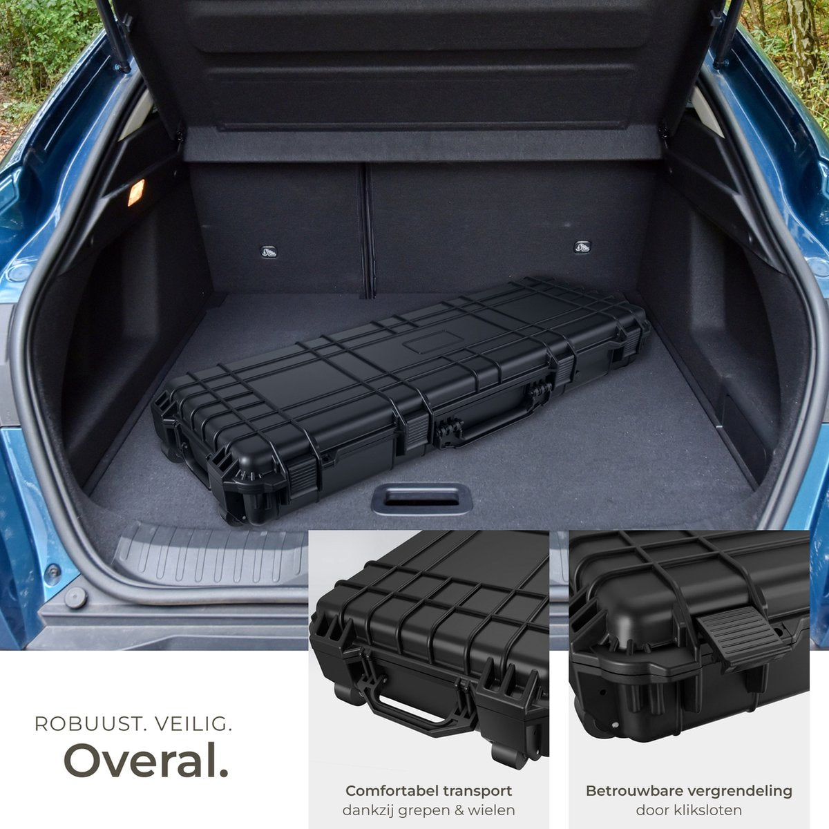 tectake® - Universele box koffer lang - Camerakoffer - Draagbaar (3 handgrepen) - Incl. schuimstof, 2 wielen en knipsluitingen - Harde schaal - 113,5 x 41 x 16 cm - Trolley