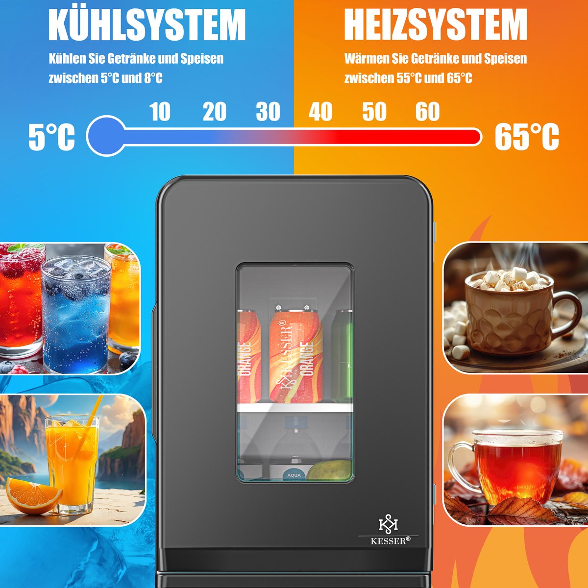 KESSER® Mini-koelkast - 15 Liter - 5-65°C - Zwart