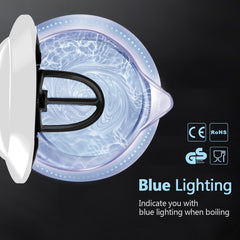 Aigostar Eve 30GON - Glazen Waterkoker met LED - 1,7L - 360° draaibaar - Blauw LED verlichting - 2200W - Wit