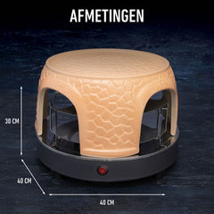 Gastronoma Pizza oven voor 8 personen - Inclusief bakspatels, bakplaat en pizzavorm -18310018 - Keramiek/Grijs •