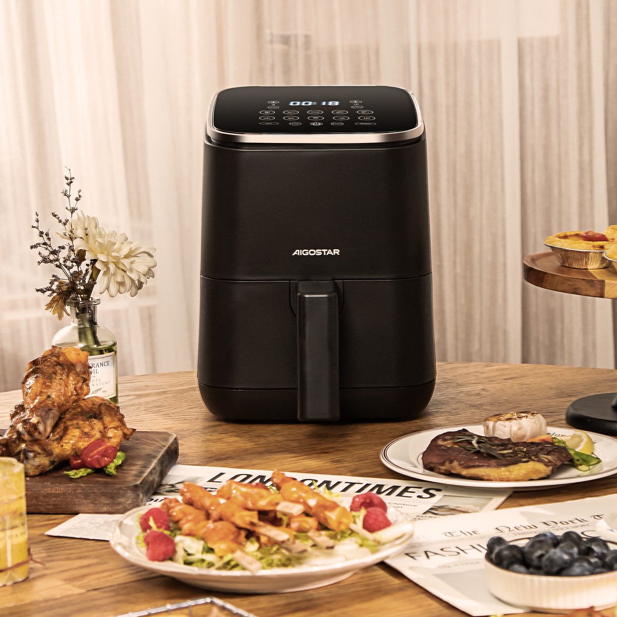 Aigostar Airfryer - Heteluchtfriteuse - 2L - 1200W - Zwart •