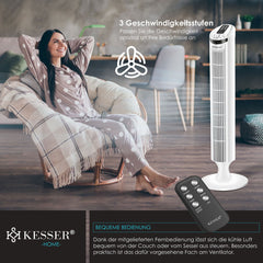 KESSER® Torenventilator - Fluisterstil - Oscillatie - Wit •