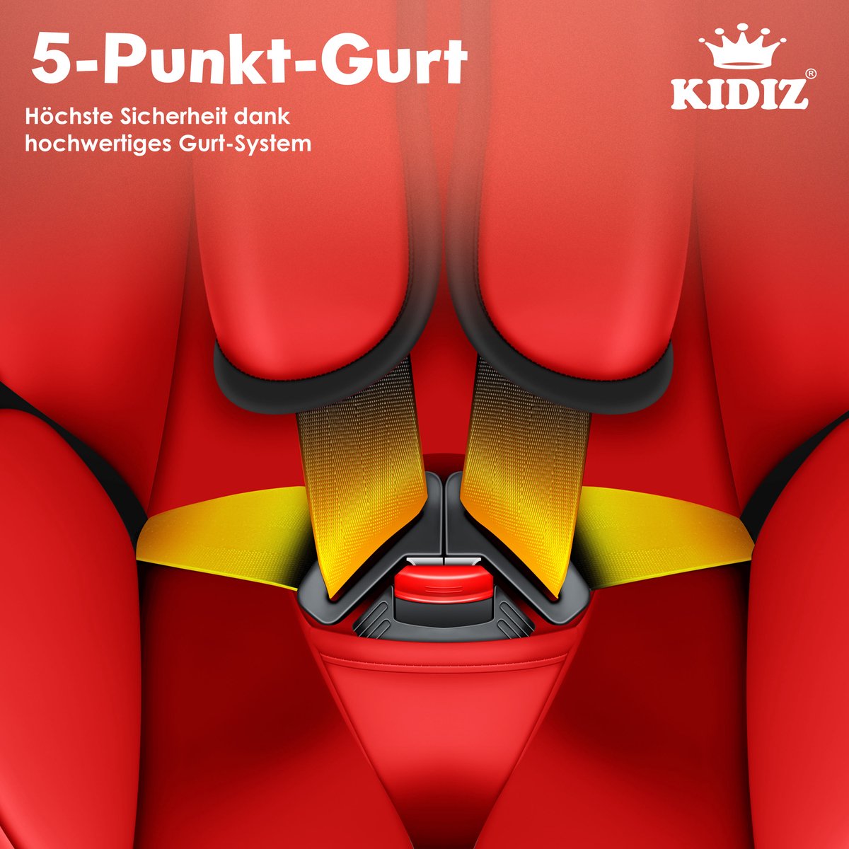 KIDIZ® Autostoeltje Groep 1+2+3  9-36 kg 5-punts veiligheidsgordel, Autostoeltje, Kinderzitje, Verstelbare Hoofdsteun | Stoelverhoger 1-12 jaar, Stabiel en Veilig - Rood