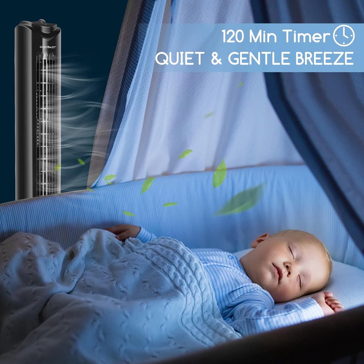 Taylor Swoden Torenventilator - Fluisterstil - Oscillatie - Zwart