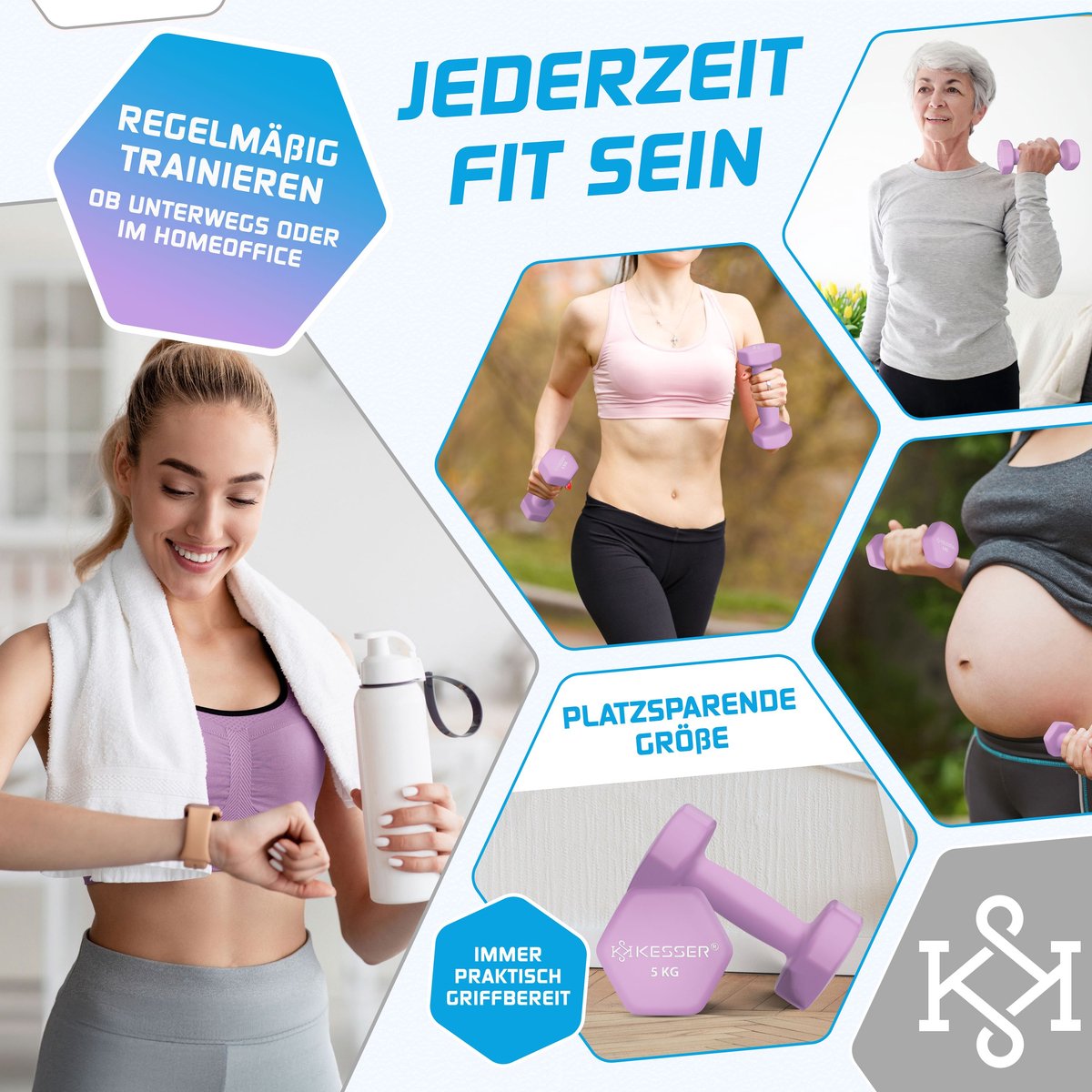 KESSER® 5KG Dumbells - Set van 2 - Halterset - Paars •