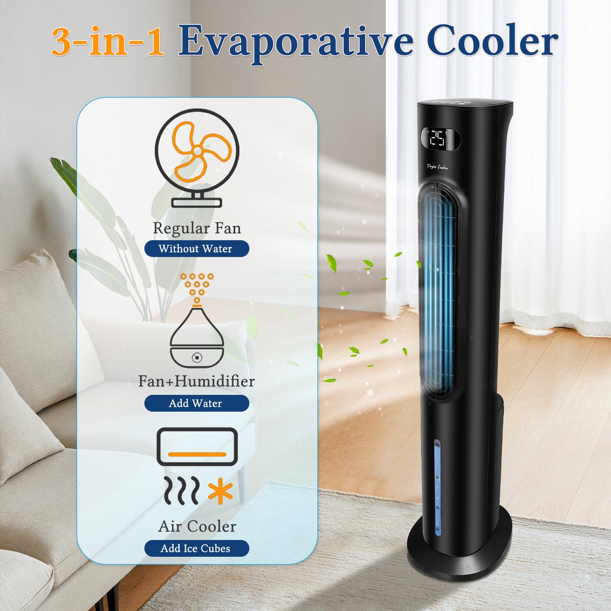 Taylor Swoden Aircooler - Luchtkoeler - Ventilator - Torenventilator - Zwart •