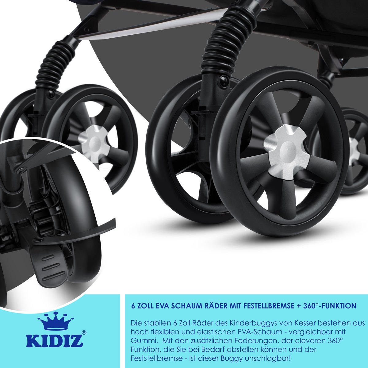KIDIZ® Kinderwagen - Wandelwagen - Kinderbuggy - Antraciet