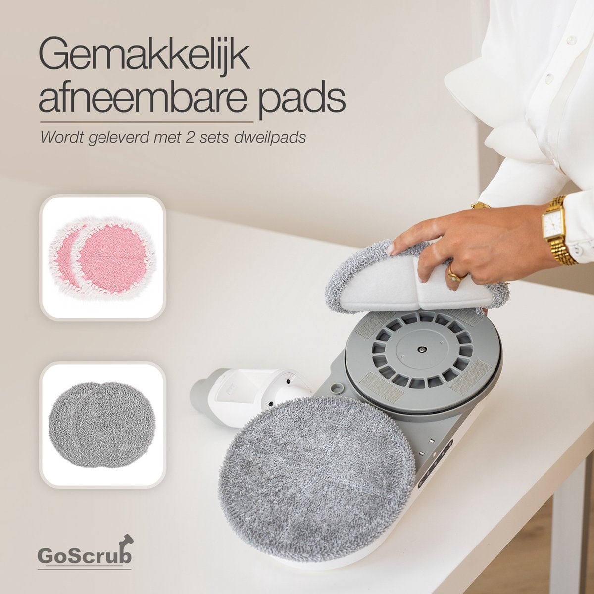 GoScrub® Elektrische Dweil - Draadloos - Vloerreiniger voor Harde en Houten Vloeren - Stille en Wendbare Mop - Efficiënt Dweilsysteem met Oplaadbare Accu