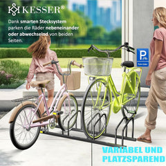 Fietsenrek- 4 fietsen - 30-65 mm bandbreedte - Zwart - KESSER®