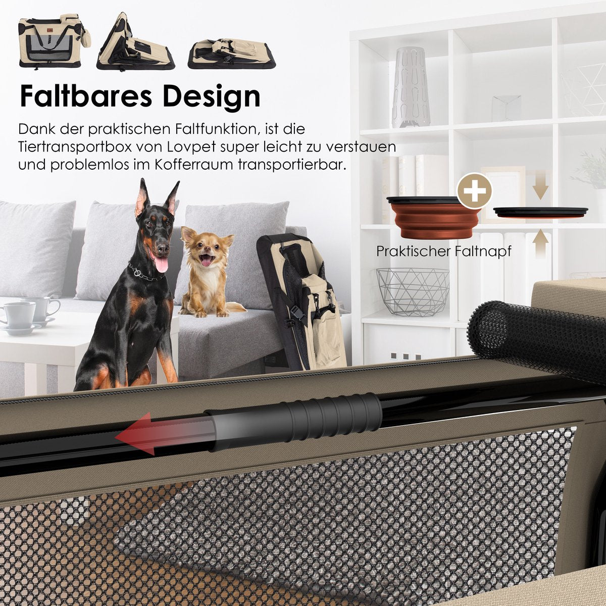 Reisbench hond - Draagtas hond - Transportbox - 102x69x69 cm - Beige