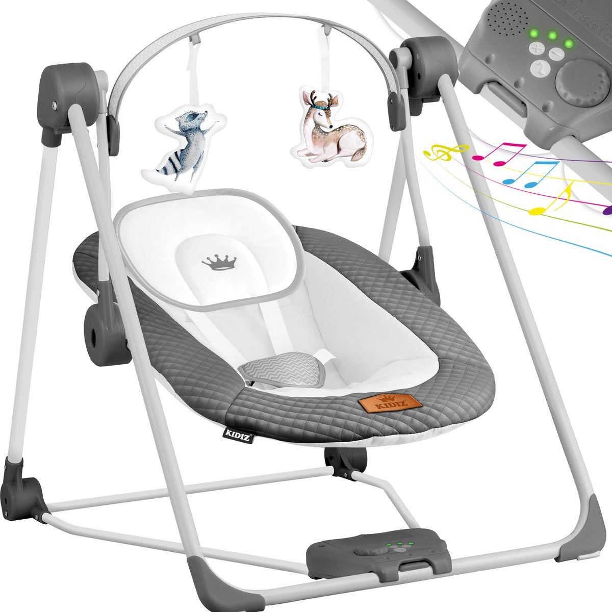 Wipstoel - Babyschommel - Baby Swing -  max 9kg - Antraciet - KIDIZ®